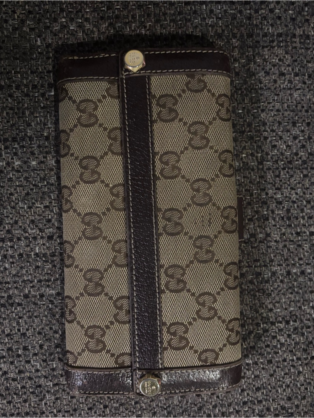 Gucci Beige and Brown Monogram Canvas Phone Case Wallet